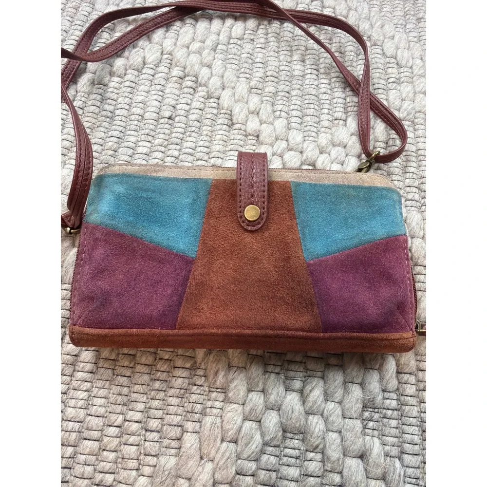 The Sak Crossbody Wallet Bag Women OS Patchwork Colorblock Suede Leather